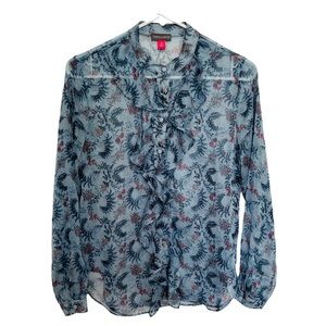 Vince Camuto Ruffled sheer button down Blouse size XS L-93